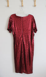 Eloquii Wine Red Sequined Draped Waist Dress | 18