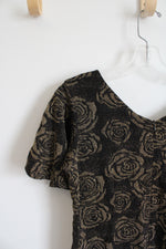 Dien Nhui Black & Gold Metallic Floral Dress | M