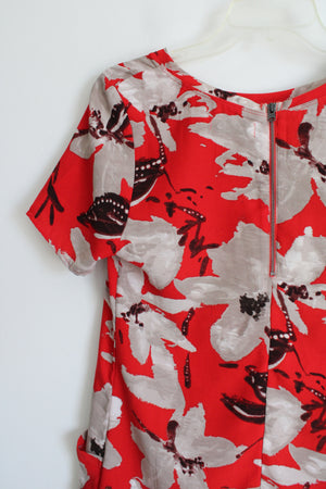 Abercrombie & Fitch Red Tan Floral Mini Pocket Dress | S