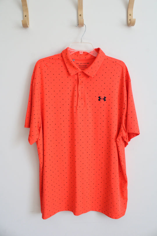 Under Armour Orange Square Patterned The Playoff Polo Shirt | XXL