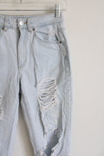Garage Denim Light Wash Distressed Cut Off Mom Jeans | 1