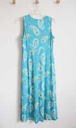Ruby Rd. Blue Green & White Paisley Hi/Low Dress | S