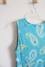 Ruby Rd. Blue Green & White Paisley Hi/Low Dress | S
