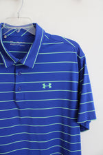 Under Armour Loose Fit Blue & Green Striped Polo Shirt | 2XL