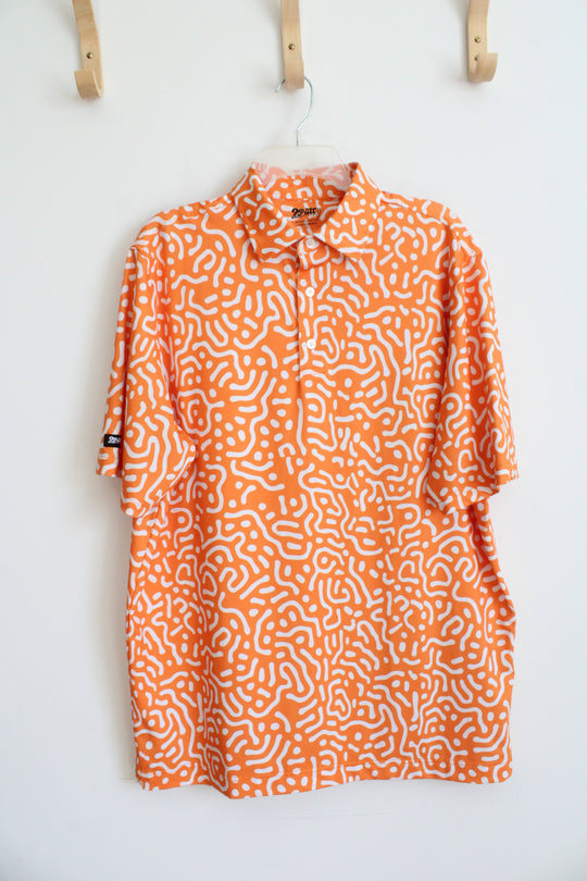 2 Putt Orange & White Patterned Polo Shirt | L
