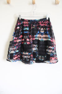 Xhilaration Black Floral Striped Skirt | S
