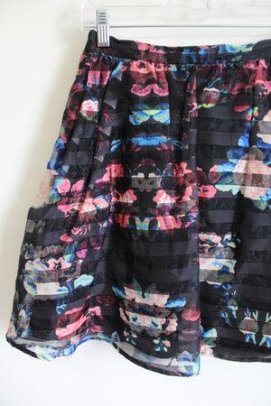 Xhilaration Black Floral Striped Skirt | S