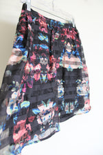Xhilaration Black Floral Striped Skirt | S