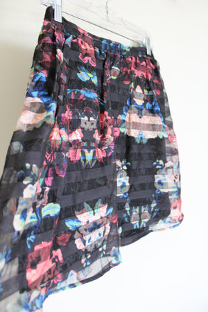 Xhilaration Black Floral Striped Skirt | S