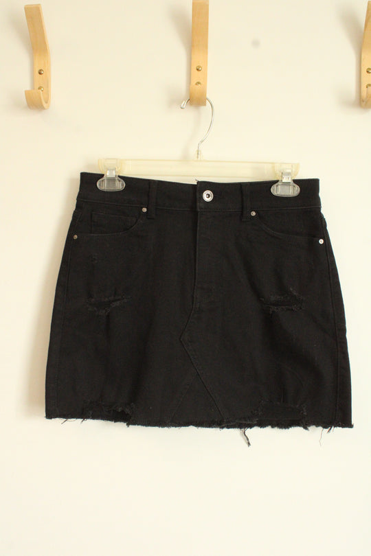Wax Jean Black Denim Mini Skirt | S