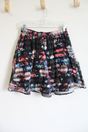 Xhilaration Black Floral Striped Skirt | S
