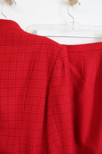 Christian Dior Vintage Red Wool Houndstooth Blazer & Skirt Set | 8