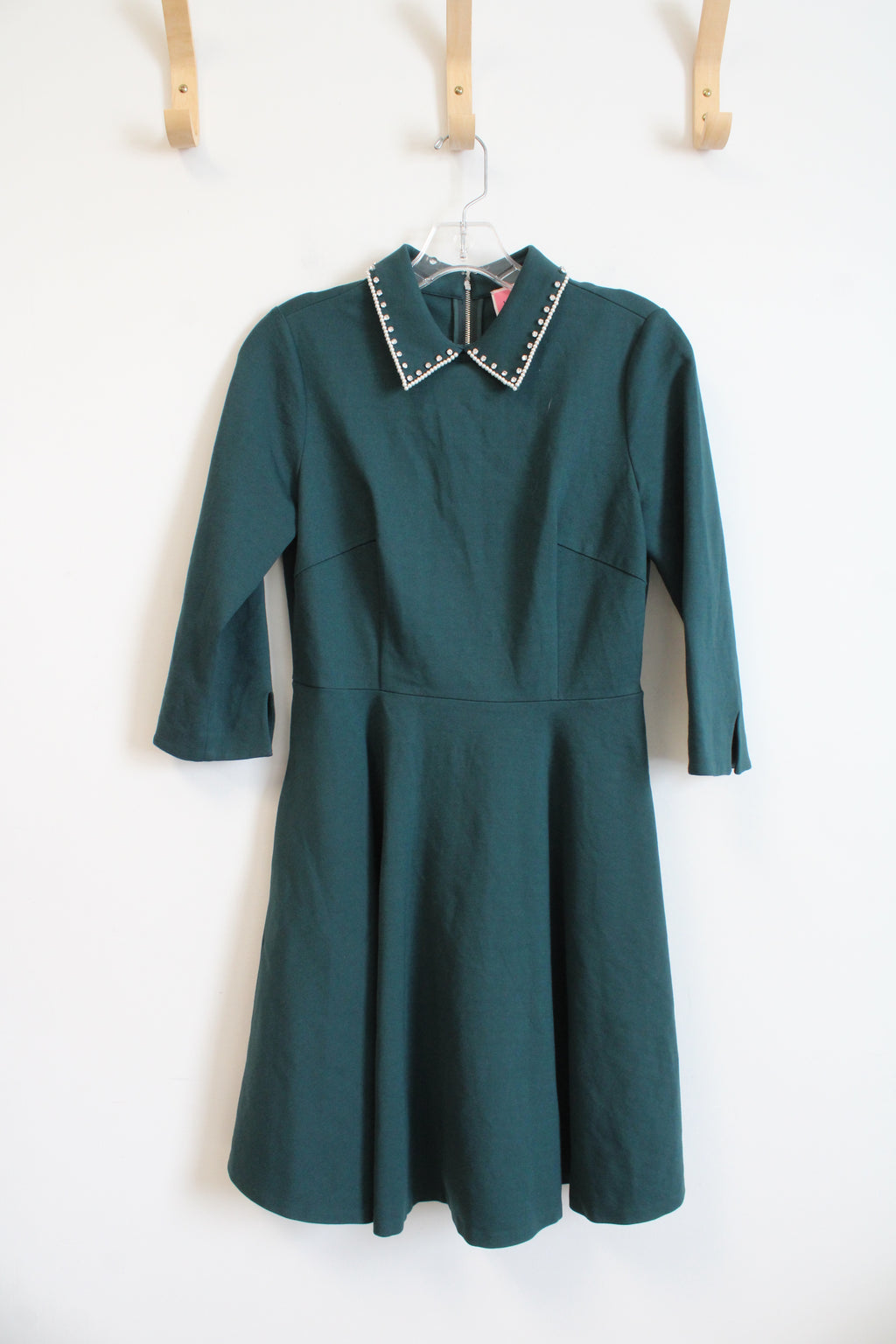 Kate Spade Emerald Green Diamante Collared Fit & Flare Dress | S