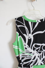 Susan Graver Black Green & White Floral Tiered Dress | S