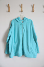 Quaker Factory Blue Embellished Fleece Full Zip Jacket | 3X