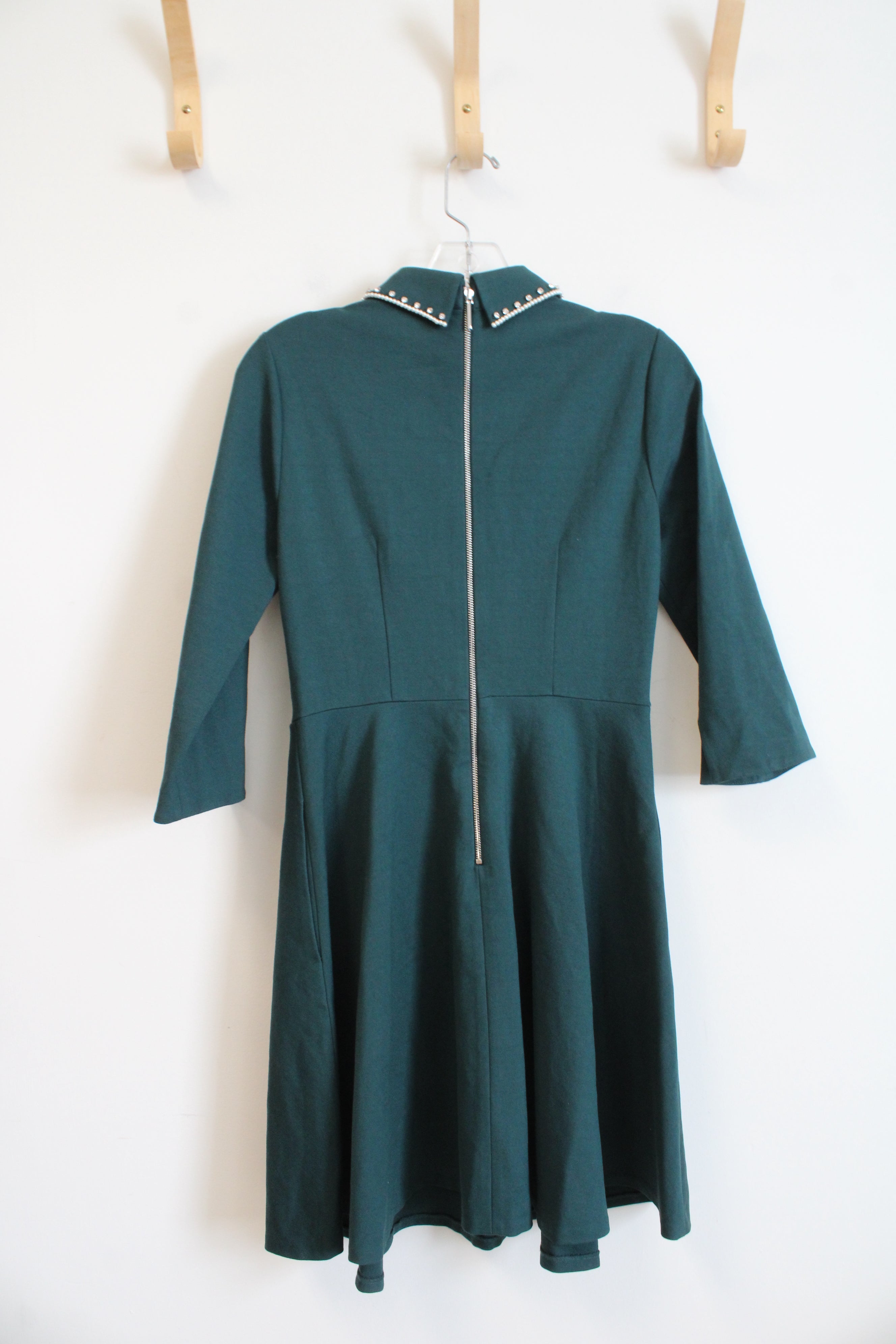 Kate Spade Emerald Green Diamante Collared Fit & Flare Dress | S