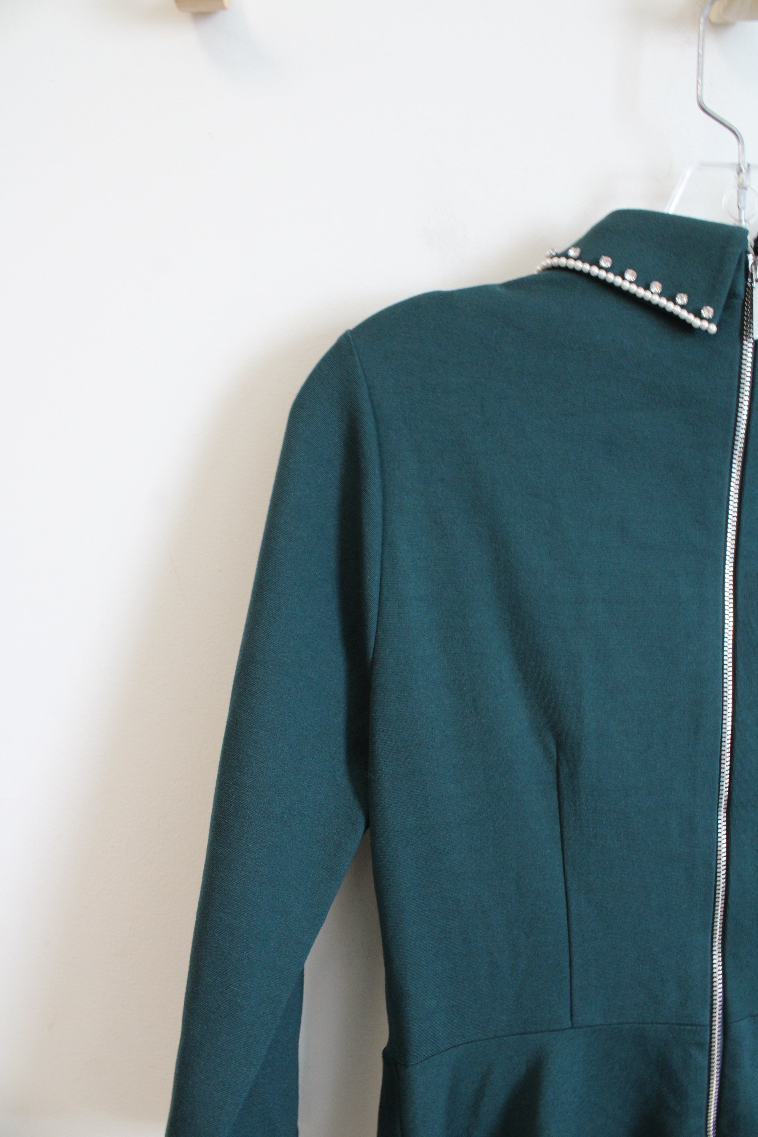 Kate Spade Emerald Green Diamante Collared Fit & Flare Dress | S