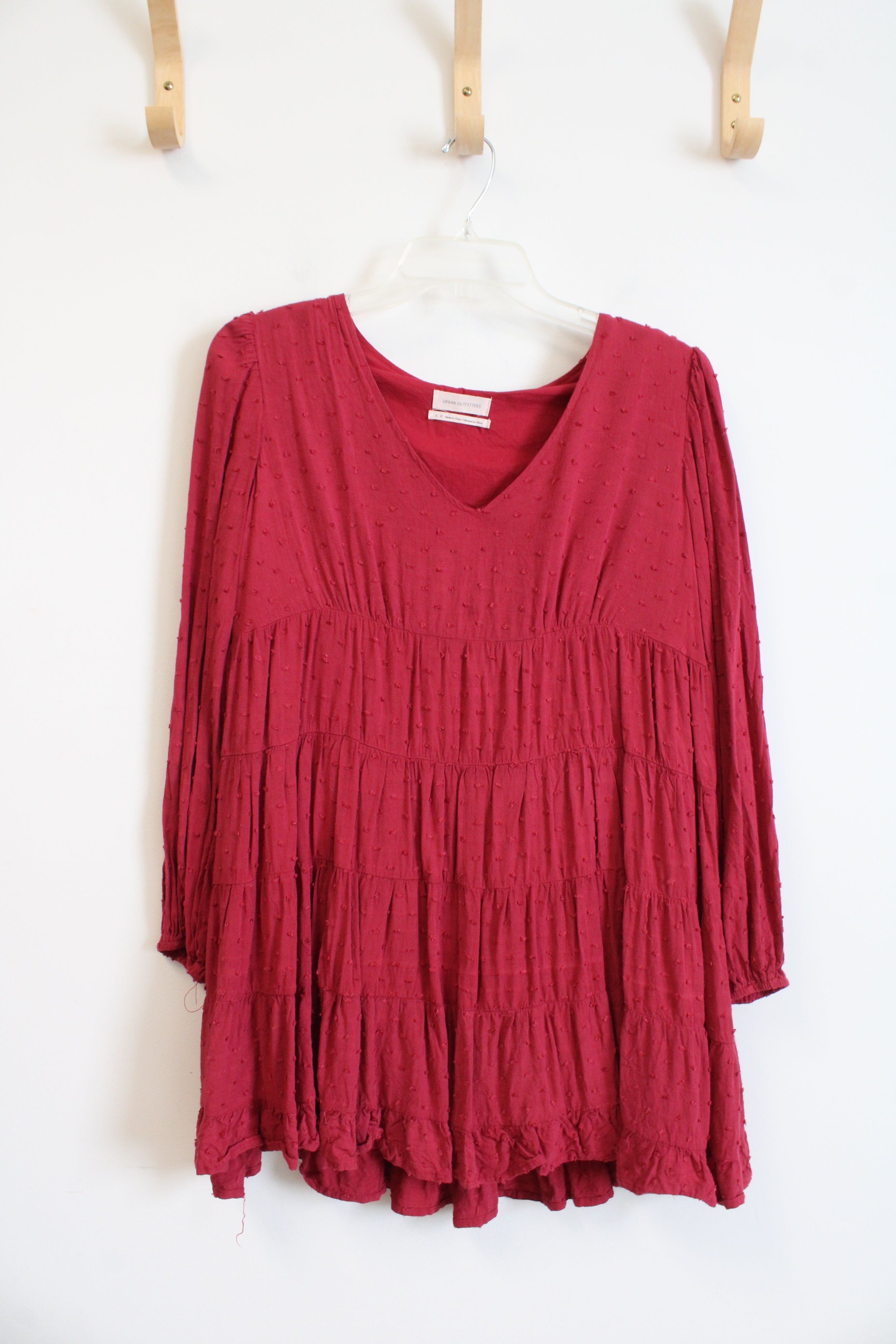 urban outfitters dress red Swiss Dot Tiered Floral Maxi Dress Black Color:Malibu Missing image