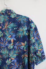 NEW Tommy Bahama Blue Green & Orange Tropical Silk Blend Button Down Shirt | XL