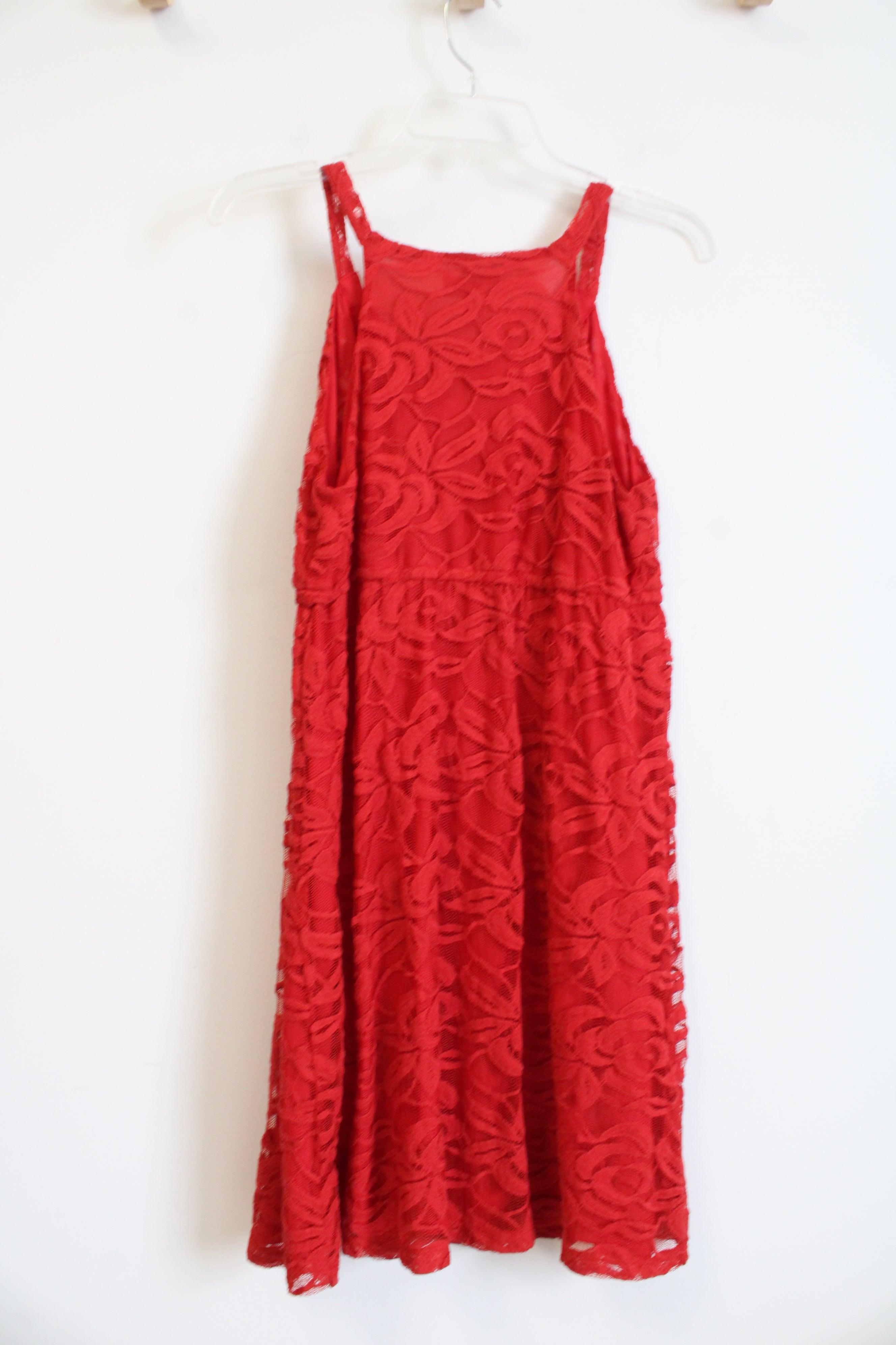 NEW LOFT Red Lace Keyhole Dress | S