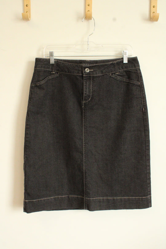 Baccini Black Wash Denim Midi Skirt | 10