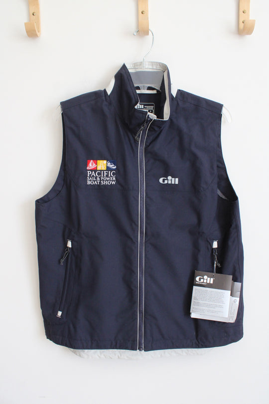NEW Gill Pacific Sail & Power Boatshow Navy Fishing Vest | S