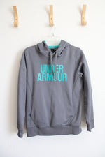 Under Armour Fleece Lined Gray & Teal Hoodie | M
