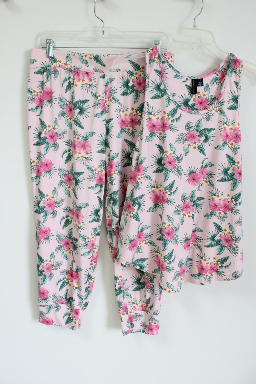Cynthia Rowley Pink Tropical Print Pajama Set | L