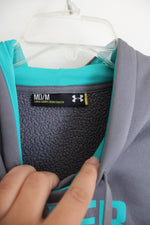 Under Armour Fleece Lined Gray & Teal Hoodie | M