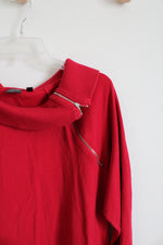 Rafaella Red Split Zip Collar Red Top | 2X