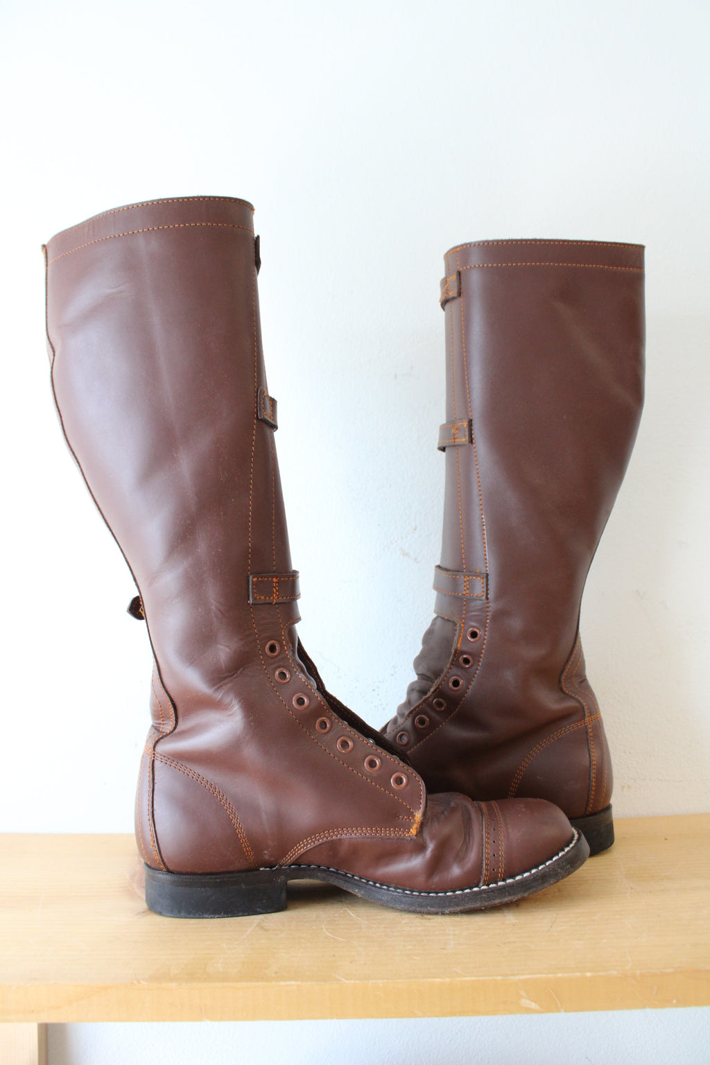 Vintage 1940s Boston Depot Brown Leather Boots | Size 7