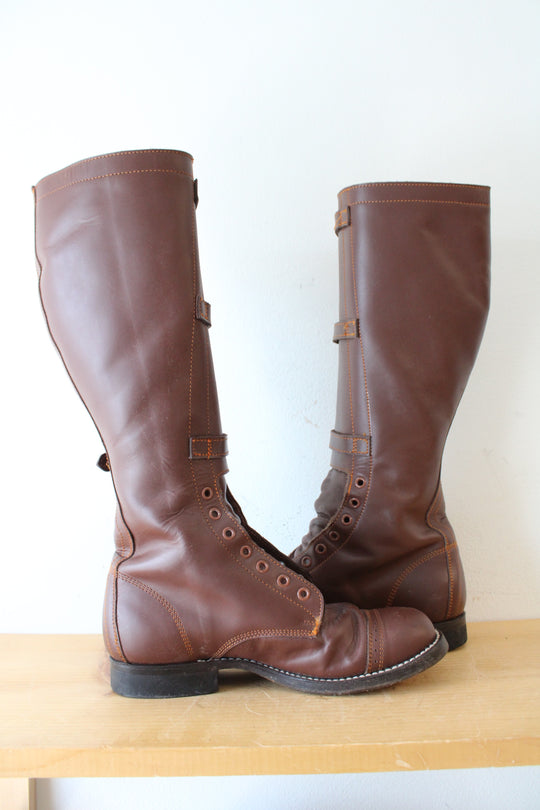 Vintage 1940s Boston Depot Brown Leather Boots | Size 7