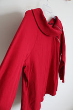 Rafaella Red Split Zip Collar Red Top | 2X