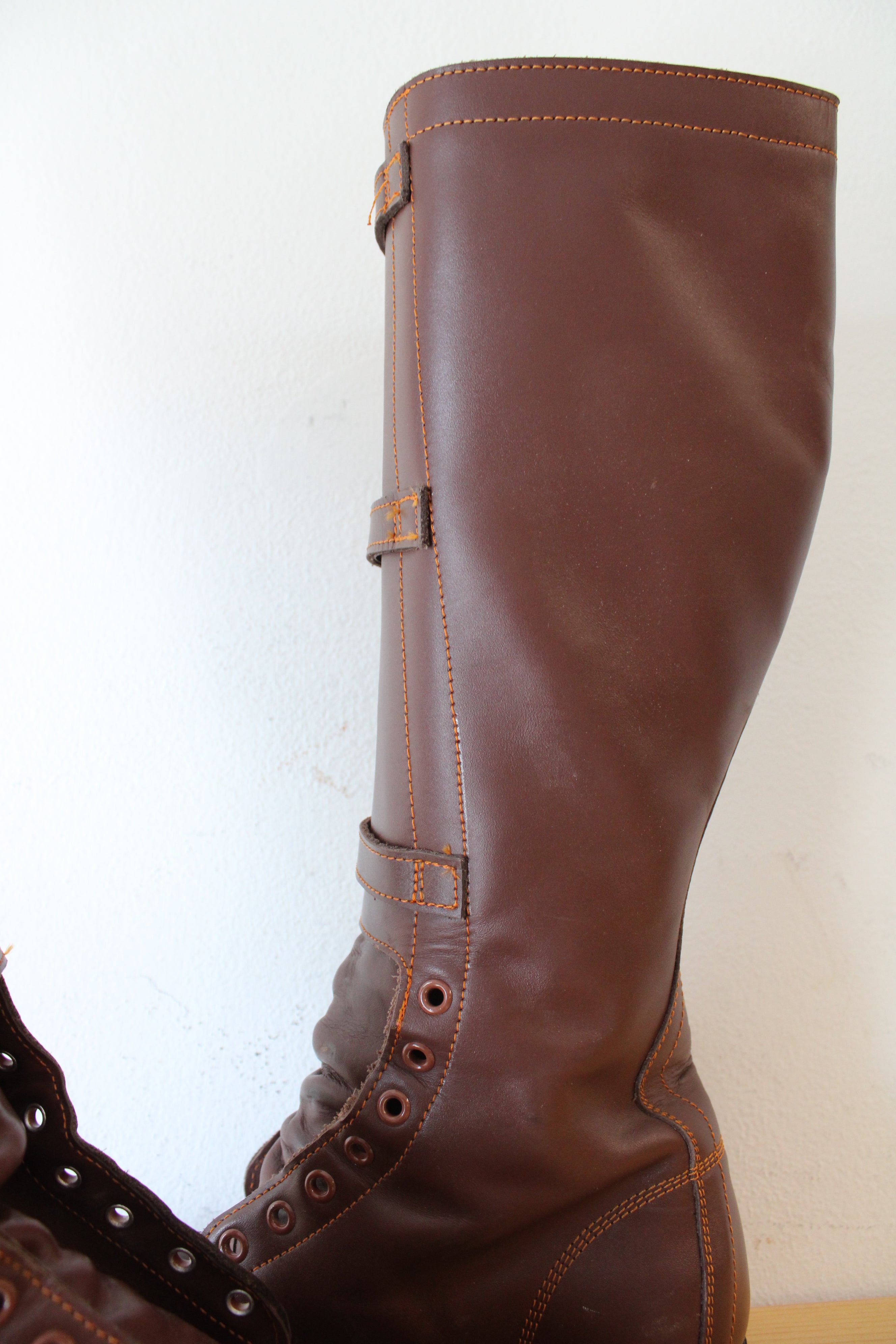Vintage 1940s Boston Depot Brown Leather Boots | Size 7