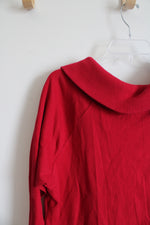 Rafaella Red Split Zip Collar Red Top | 2X
