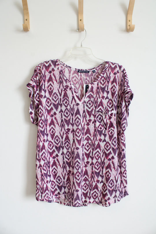 NEW Architect Purple Pink Patterned Lightweight Top | 2X