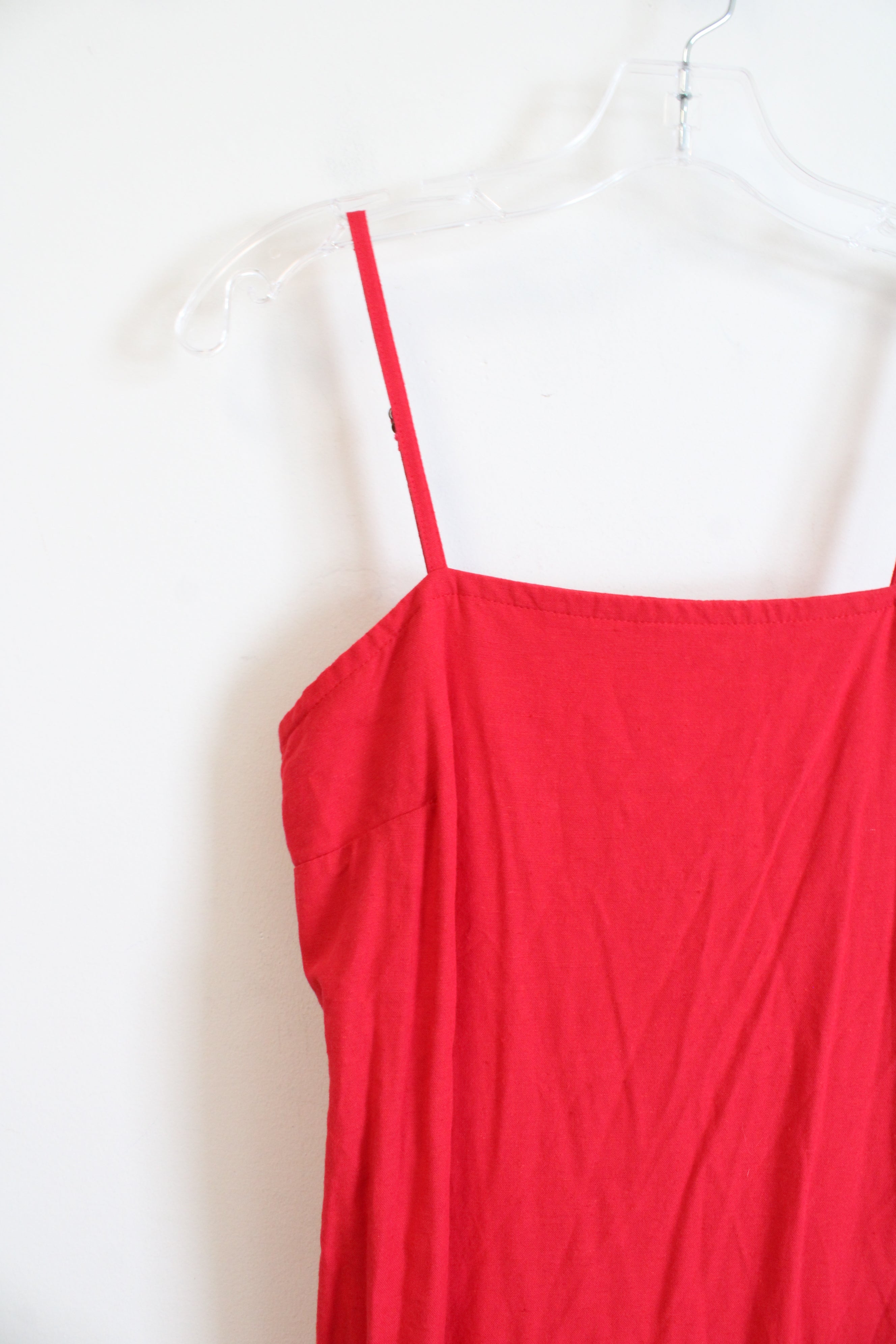 Japna Red Linen Blend Midi Dress | S