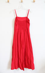 Japna Red Linen Blend Midi Dress | S