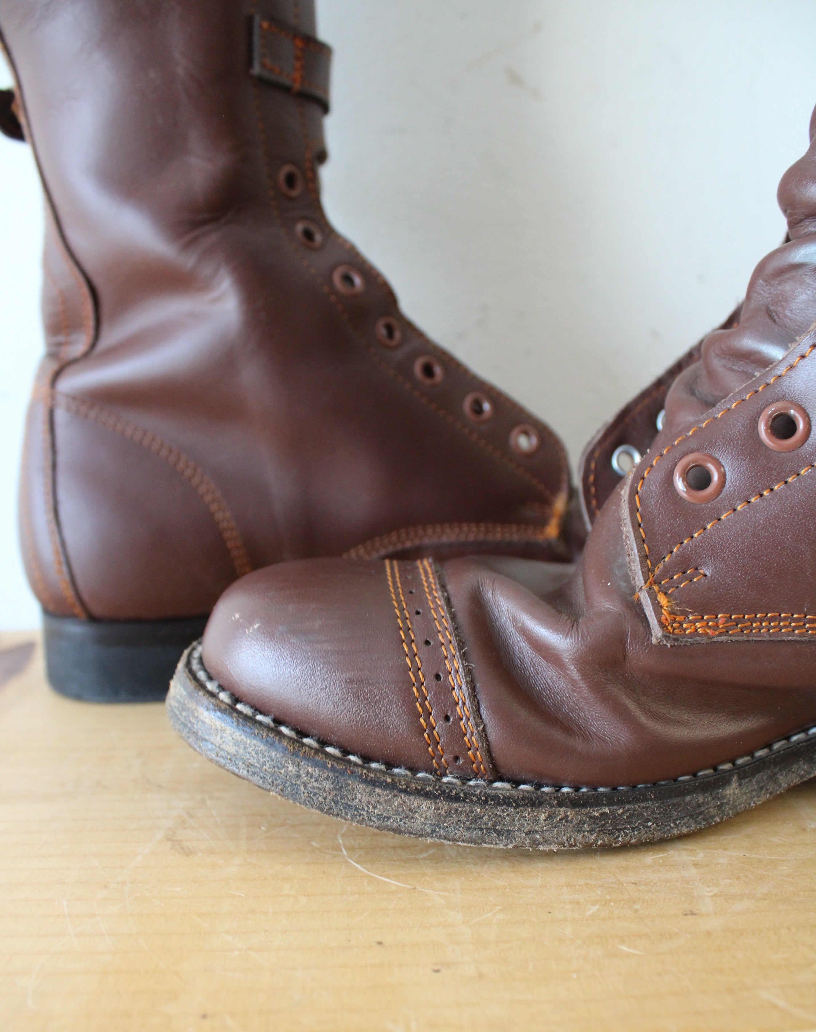 Vintage 1940s Boston Depot Brown Leather Boots | Size 7
