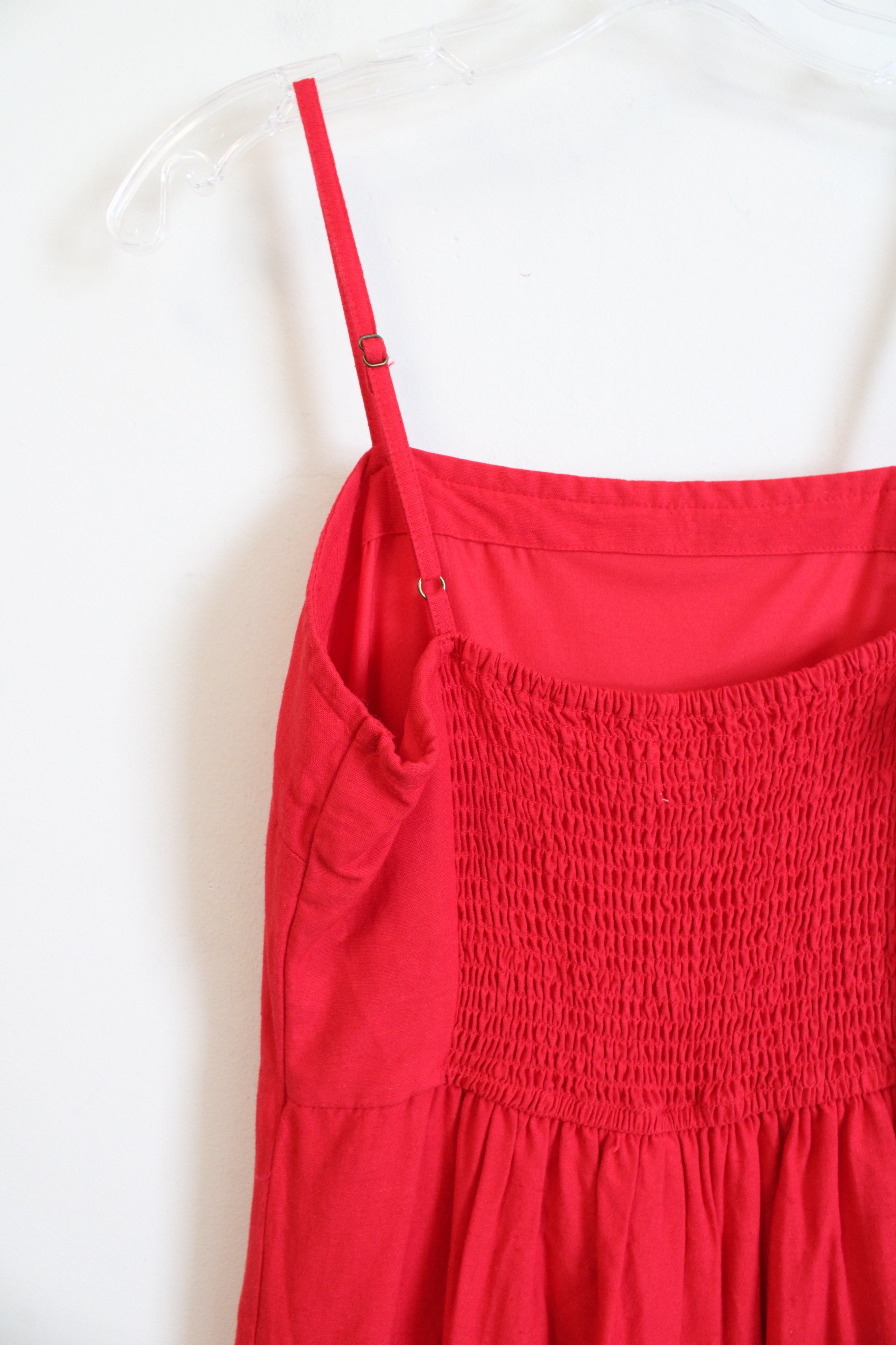 Japna Red Linen Blend Midi Dress | S