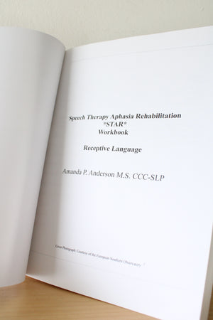 Speech Therapy Aphasia Rehabilitation STAR Workbook II Amanda Anderson M.S. CCC-SLP