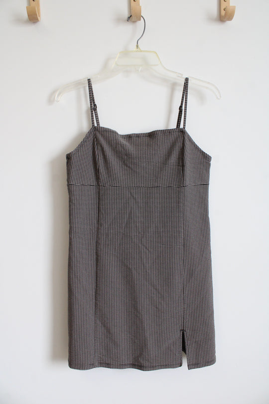 Garage Brown & Tan Plaid Mini Dress | L
