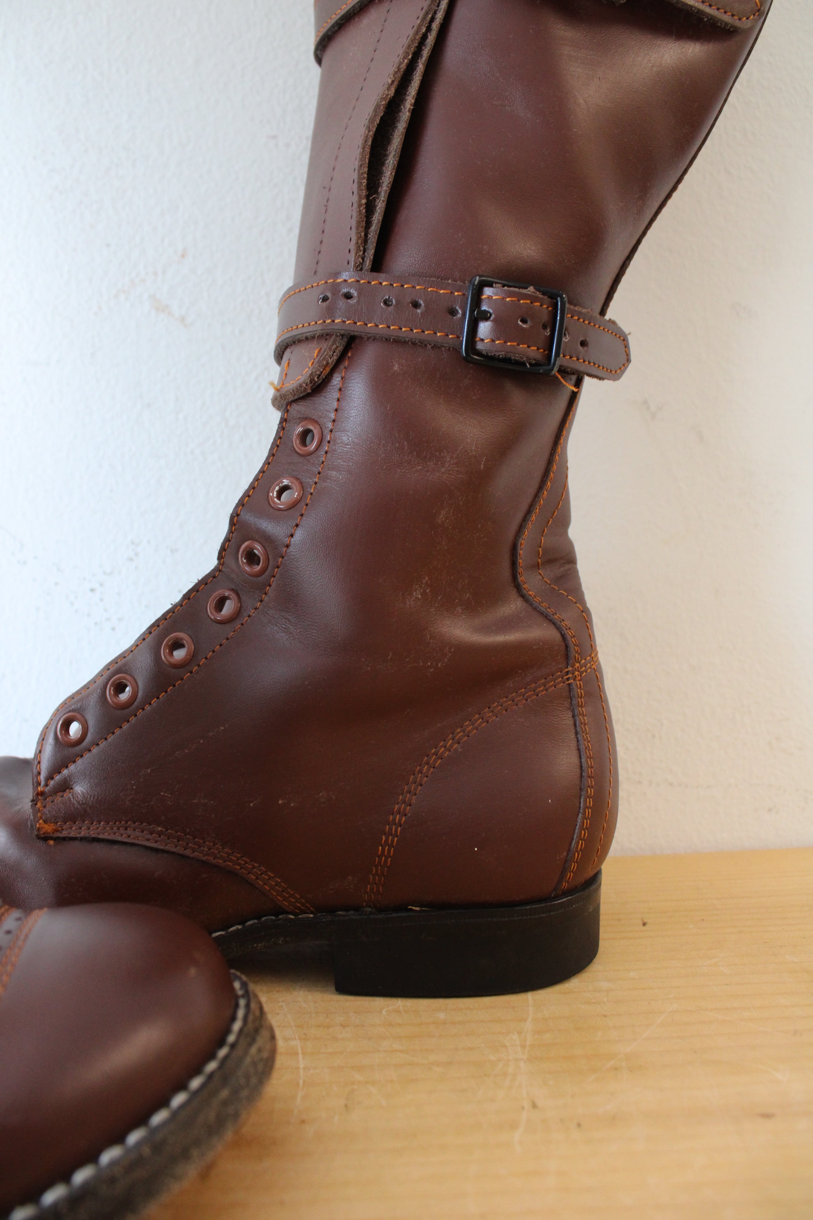 Vintage 1940s Boston Depot Brown Leather Boots | Size 7