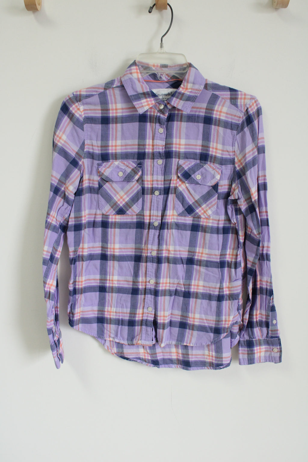 Aeropostale Purple Plaid Button Down Shirt | M