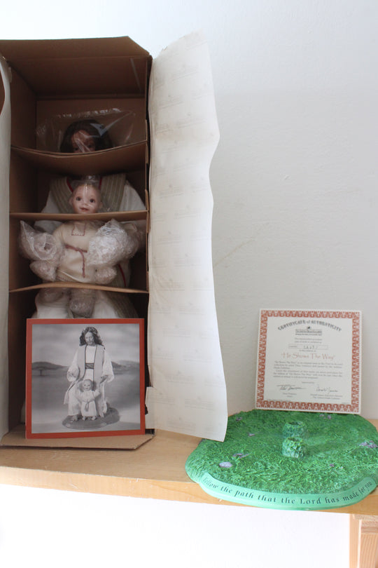 Ashton-Drake Galleries Porcelain "He Shows The Way" Dolls with Base