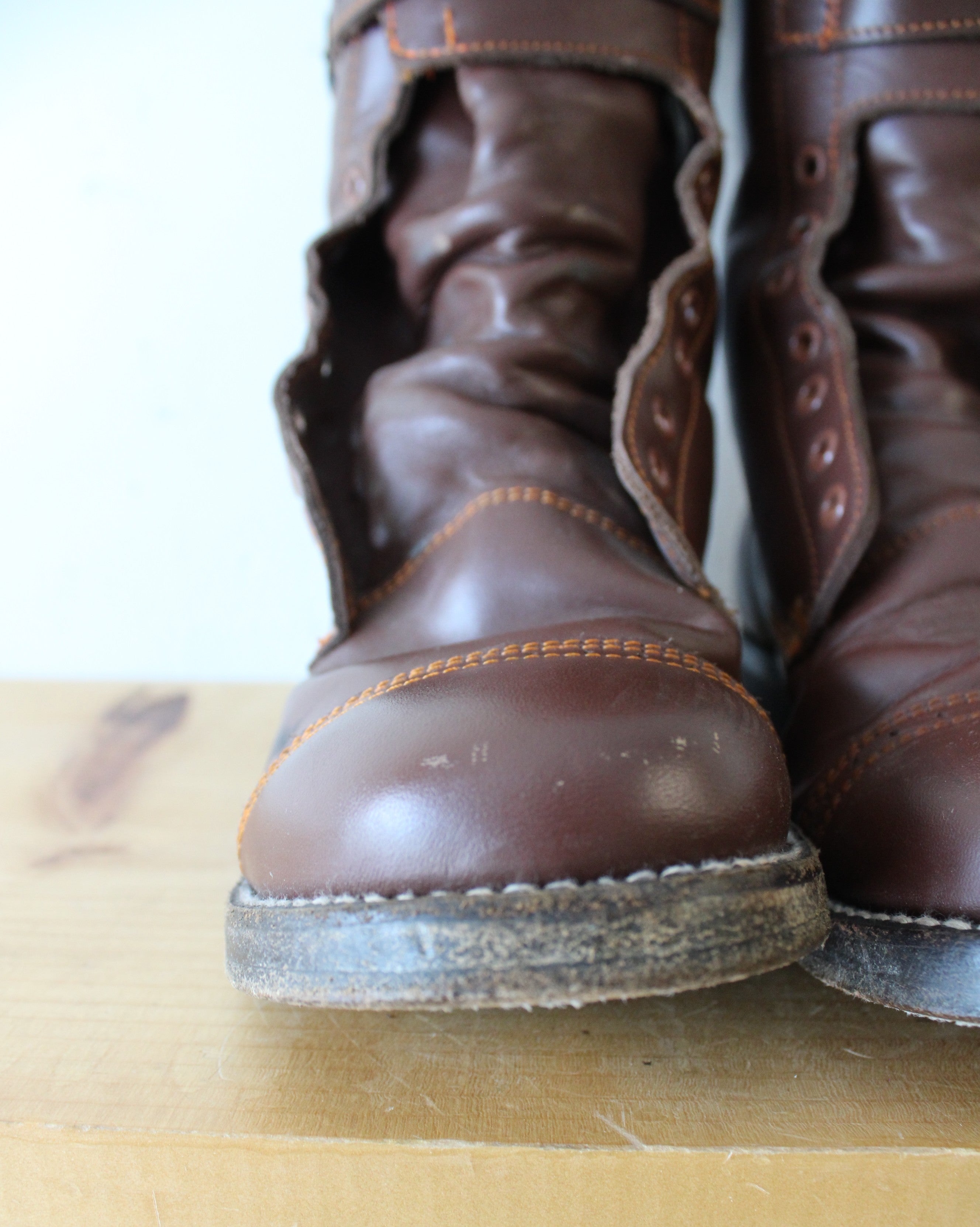Vintage 1940s Boston Depot Brown Leather Boots | Size 7