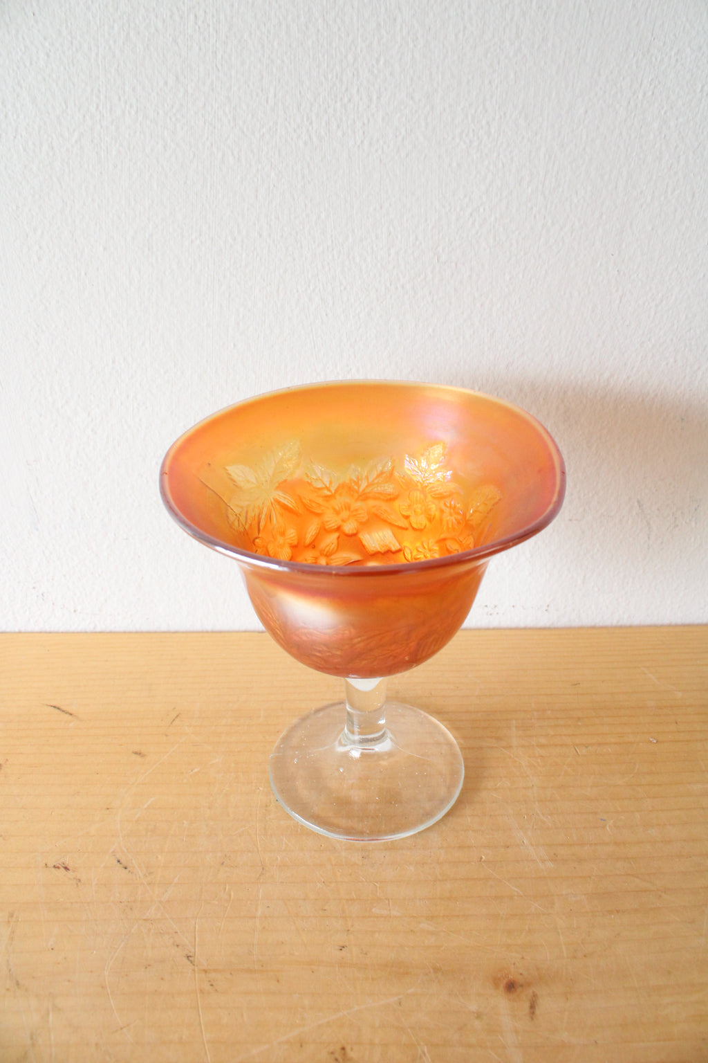 Fenton Marigold Peacock Carnival Glass Compote Dish
