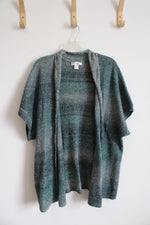 CJ Banks Green Knit Short Sleeved Open Cardigan | 2X