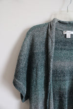 CJ Banks Green Knit Short Sleeved Open Cardigan | 2X
