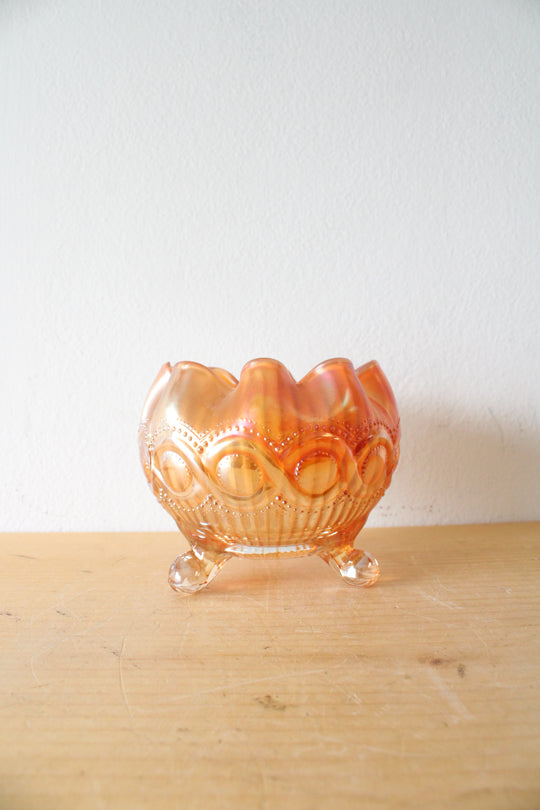 Vintage Northwood Beaded Cable Marigold Footed Glass Dish